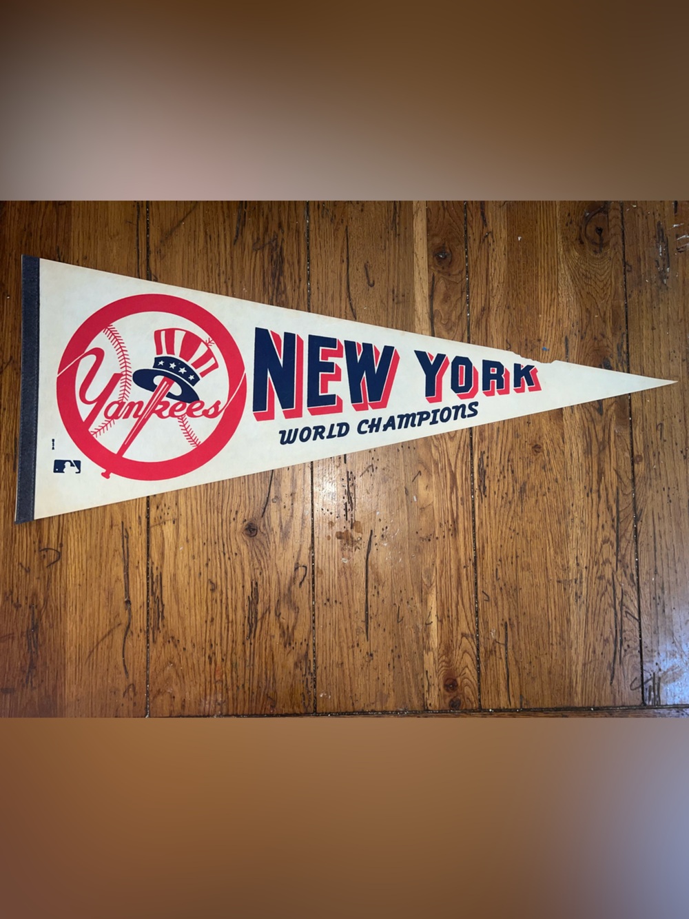 New York Yankees Vintage World Champions Pennant - Red, Navy, White 12” x 30”